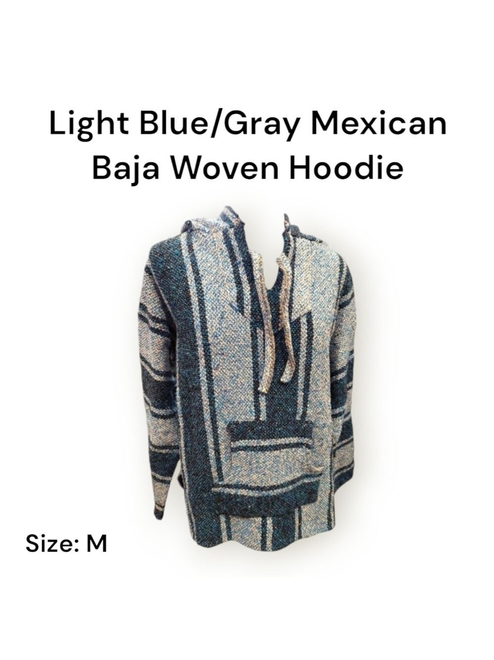 Light Blue/Gray Mexican Baja Woven Hoodie